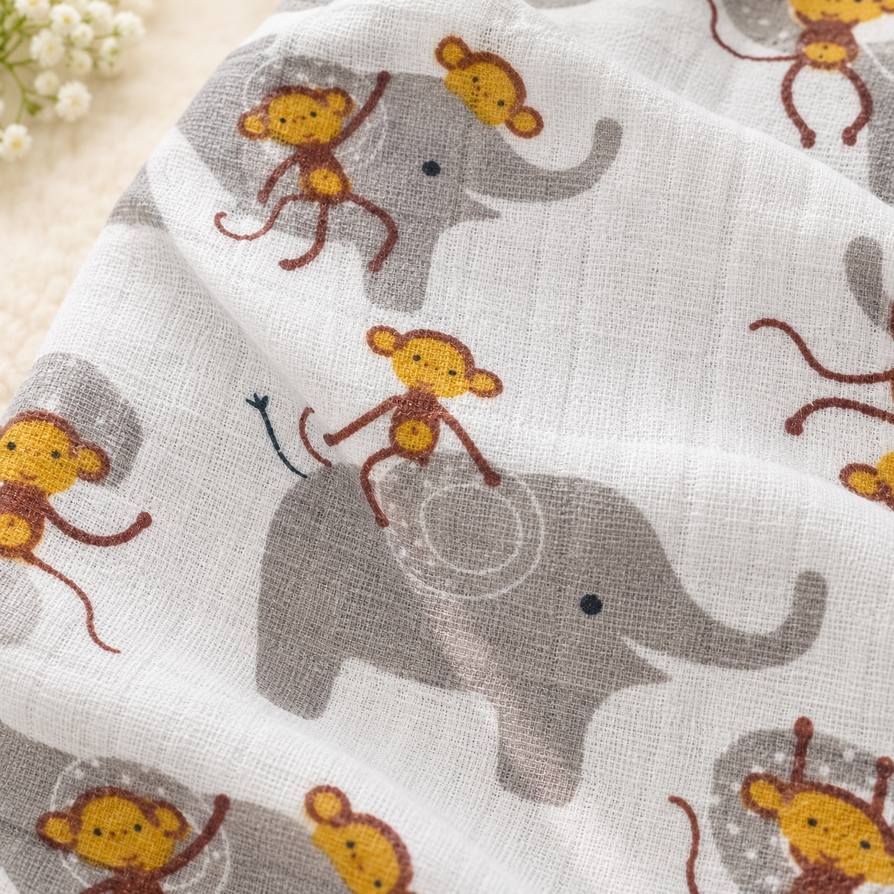 Muslin Knot Jabla - Elephant with Monkey - Image 2
