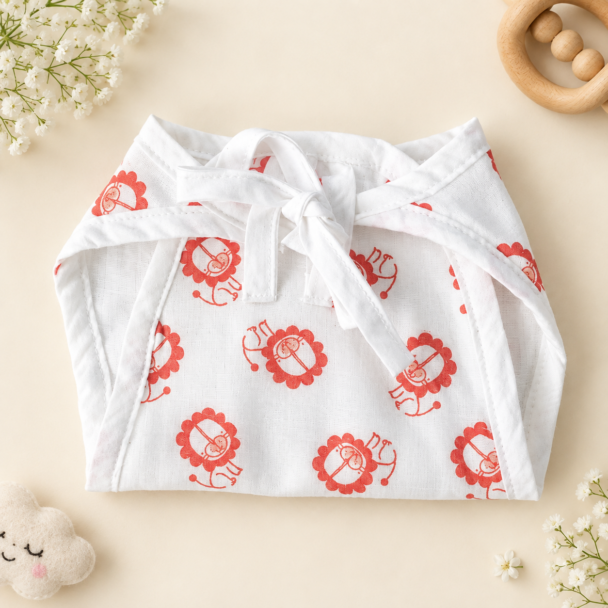 Muslin Nappy-5 Layer Lion - Image 2