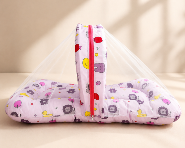 Baby Mattress with Mosquito Net ( Lavender Duck With Fruits  )